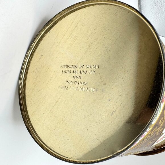 Vtg Daher Floral Tin Canister Lidded Container England Shabby Chic Rose Gold - Picture 9 of 9